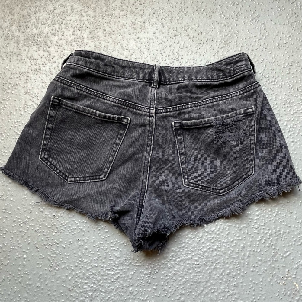 PacSun Distressed Denim Shorts Frayed Hem Black Wash‎ Juniors Size 26